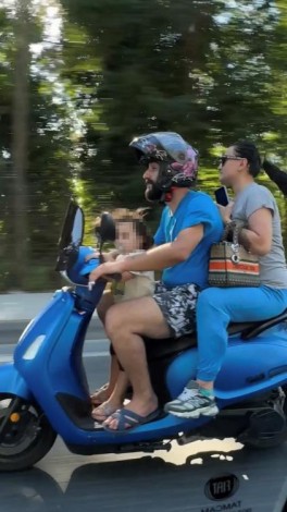 Sarıyer'de motosikletlinin tehlikeli yolculuğu kamerada: Emzikli çocuğu ayakta taşıdı