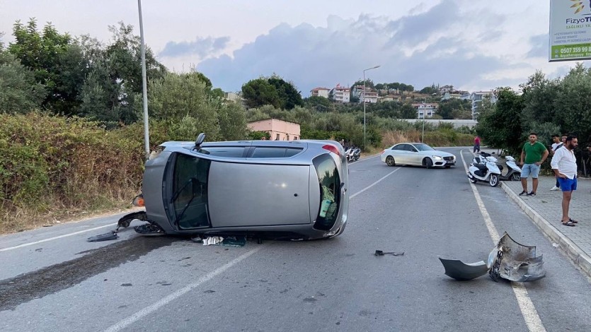 Tel çite çarparak takla atan aracın sürücüsü yaralandı